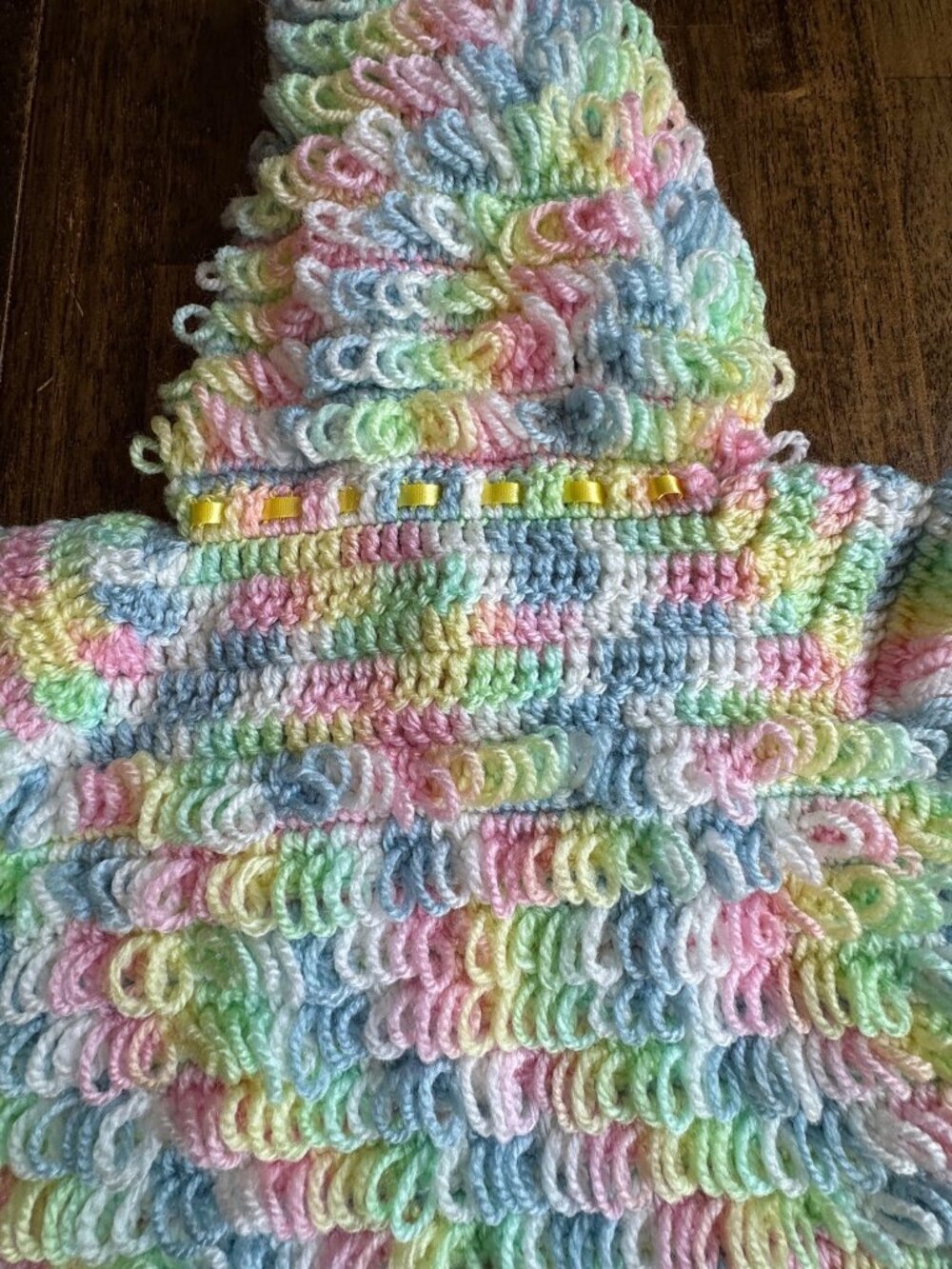Handmade Crochet Baby Cardigan Sweater & Blanket Set Multicolor Pastel Looped Kn - Picture 8 of 10